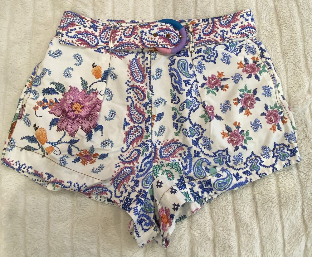 🌴 Anthropologie Farm Rio Romantic Bandanas Belted Shorts NWOT